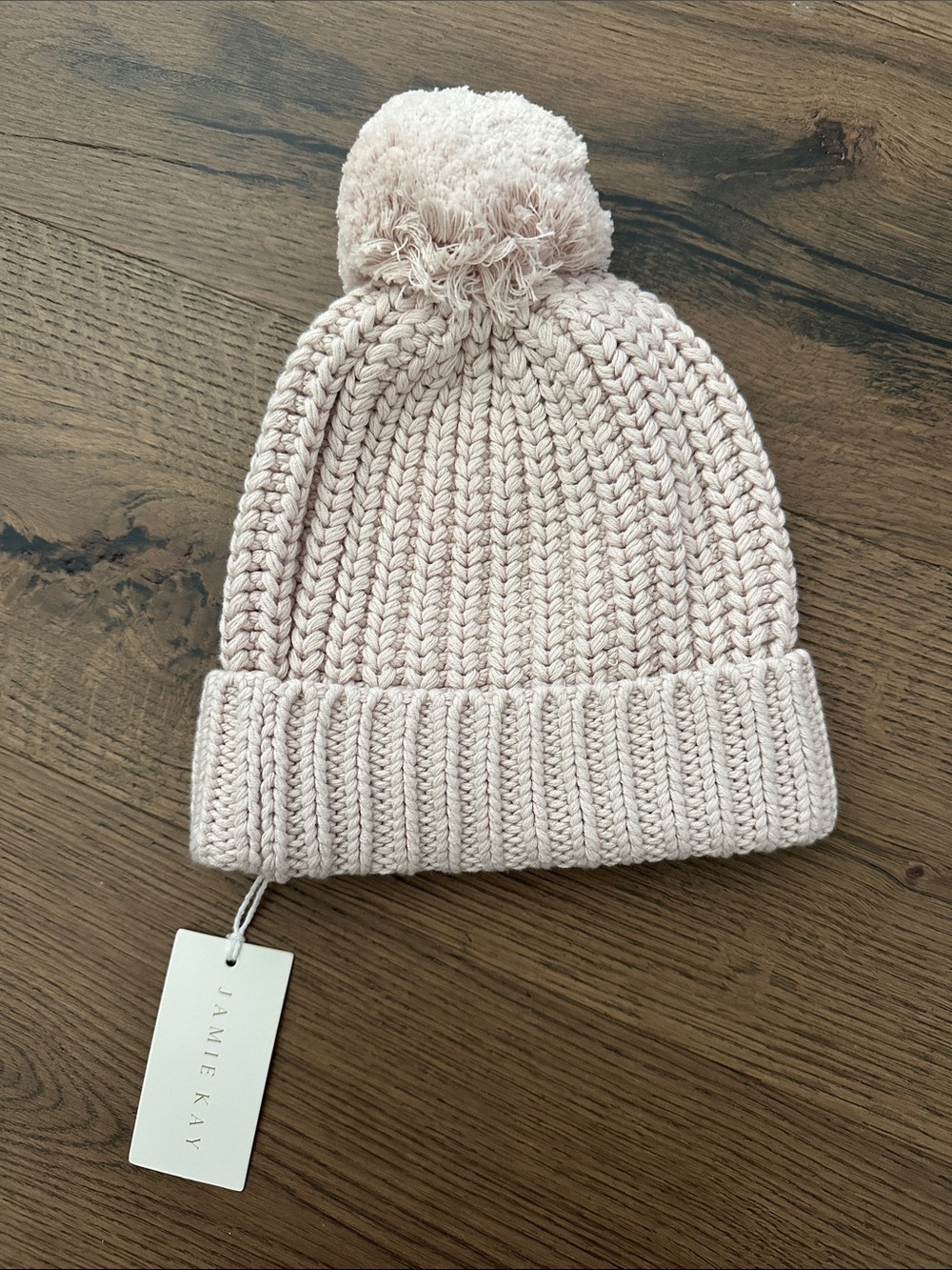 Jamie Kay Knit Pom Beanie in Light Cream